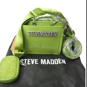 Steve Madden Green Mini Bag With Rhinestone Logo Bag